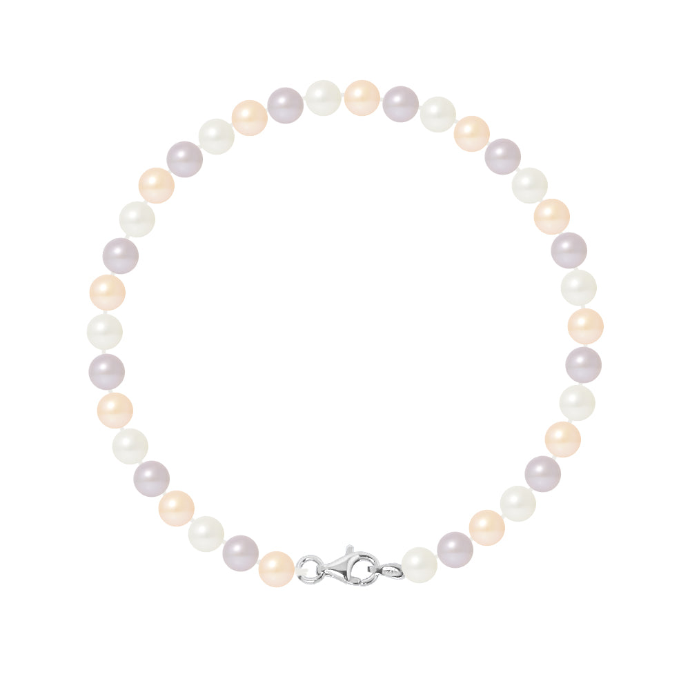 PERLINEA- Bracelet Perles de Culture Ronde 5-6 mm Multicolor- Bijou Femme