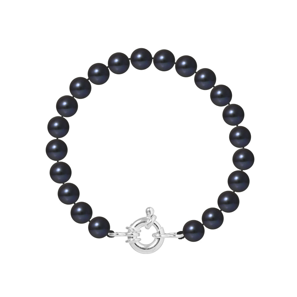 PERLINEA- Bracelet Perles de Culture Ronde 7-8 mm Black Tahiti- Bijou Femme