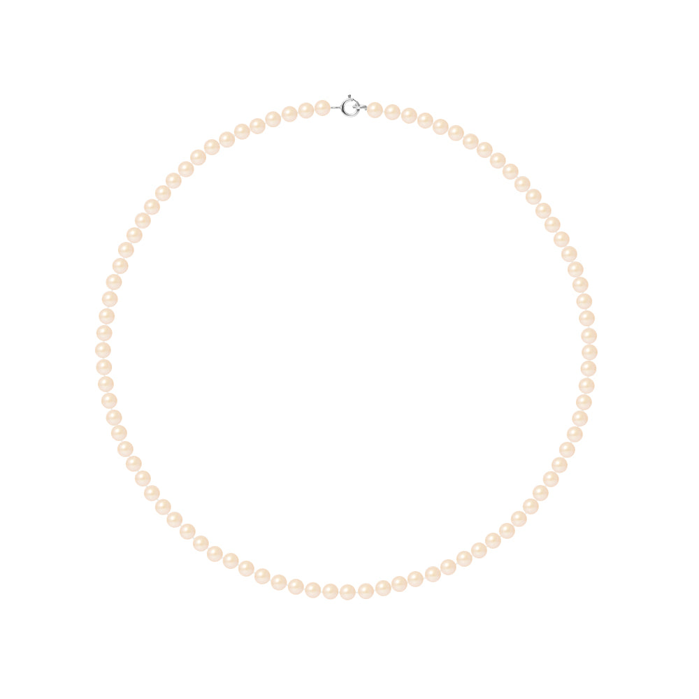 PERLINEA- Collier Perles de Culture Ronde 4-5 mm Rose Naturelle- Bijou Femme
