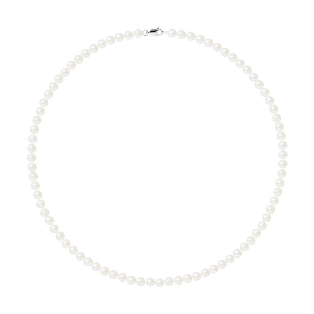 PERLINEA- Collier Perles de Culture Ronde 5-6 mm Blanc- Bijou Femme