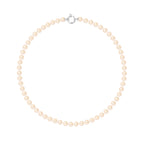 PERLINEA- Collier Perles de Culture Ronde 6-7  mm Rose- Bijou Femme