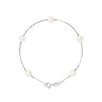 PERLINEA- Bracelet Perles de Culture Ronde 6-7  mm Blanc Naturel- Bijou Femme
