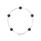 PERLINEA- Bracelet Perles de Culture Ronde 6-7  mm Black Tahiti- Bijou Femme