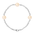 PERLINEA- Bracelet- Perles de Culture d'Eau Douce Rose 9-10 mm- Bijou Femme
