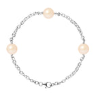 PERLINEA- Bracelet- Perles de Culture d'Eau Douce Rose 9-10 mm- Bijou Femme