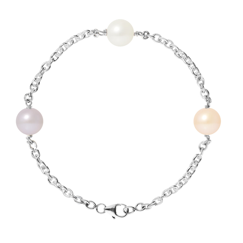 PERLINEA- Bracelet- Perles de Culture d'Eau Douce Multicolor 9-10 mm- Bijou Femme