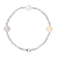 PERLINEA- Bracelet- Perles de Culture d'Eau Douce Multicolor 9-10 mm- Bijou Femme