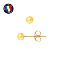 PERLINEA- Boucle d'Oreilles- Perles de Culture d'Eau Douce Bouton 4-5 mm Gold-  Bijou Femme- OrJaune