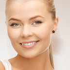 PERLINEA- Boucle d'Oreilles- Perles de Culture d'Eau Douce Bouton 8-9 mm Chocolat- Bijou Femme- Or Blanc