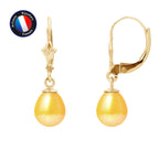 PERLINEA- Boucle d'Oreilles - Perles de Culture d'Eau Douce- Diamètre 7-8 mm Gold-  Bijou Femme- OrJaune