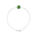 PERLINEA- Bracelet- Perle de Culture d'Eau Douce- Diamètre 8-9 mm Vert Intense- Bijou Femme- Argent 925 Millièmes