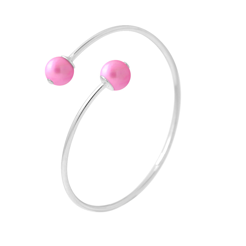 PERLINEA- Bracelet- Perles de Culture d'Eau Douce Diamètre 9-10 mm Rose Fushia- Bijou Femme- Argent 925 Millièmes
