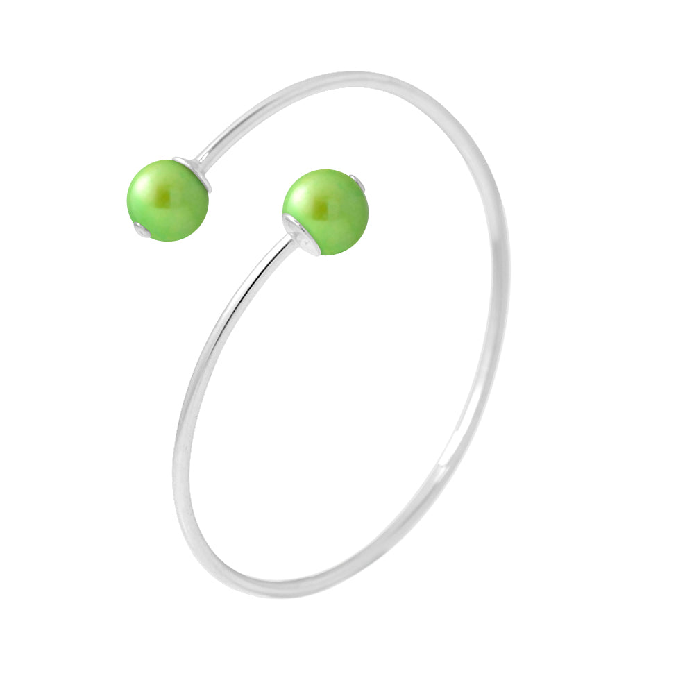 PERLINEA- Bracelet- Perles de Culture d'Eau Douce Diamètre 9-10 mm Vert Tonic- Bijou Femme- Argent 925 Millièmes