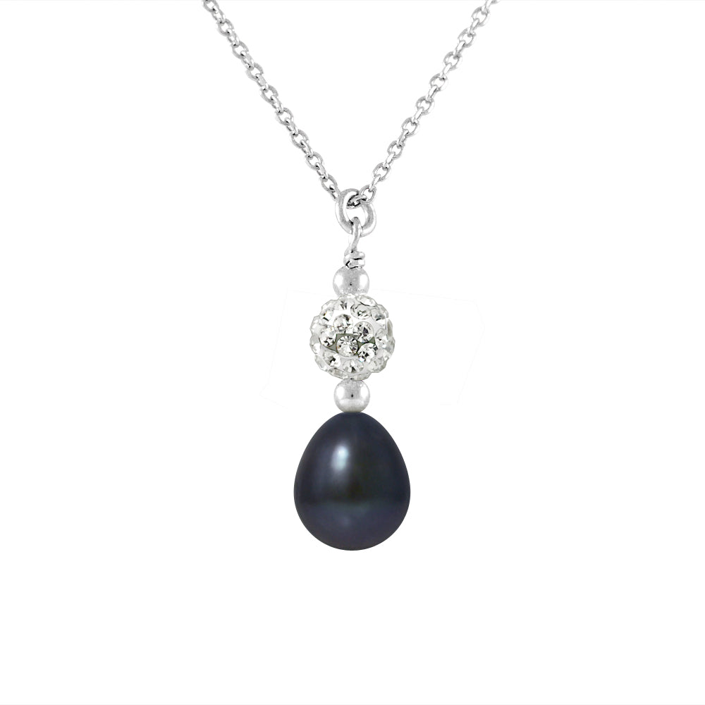 PERLINEA- Collier- Perle de Culture d'Eau Douce- Diamètre 8-9 mm Black Tahiti- Bijou Femme- Argent 925 Millièmes