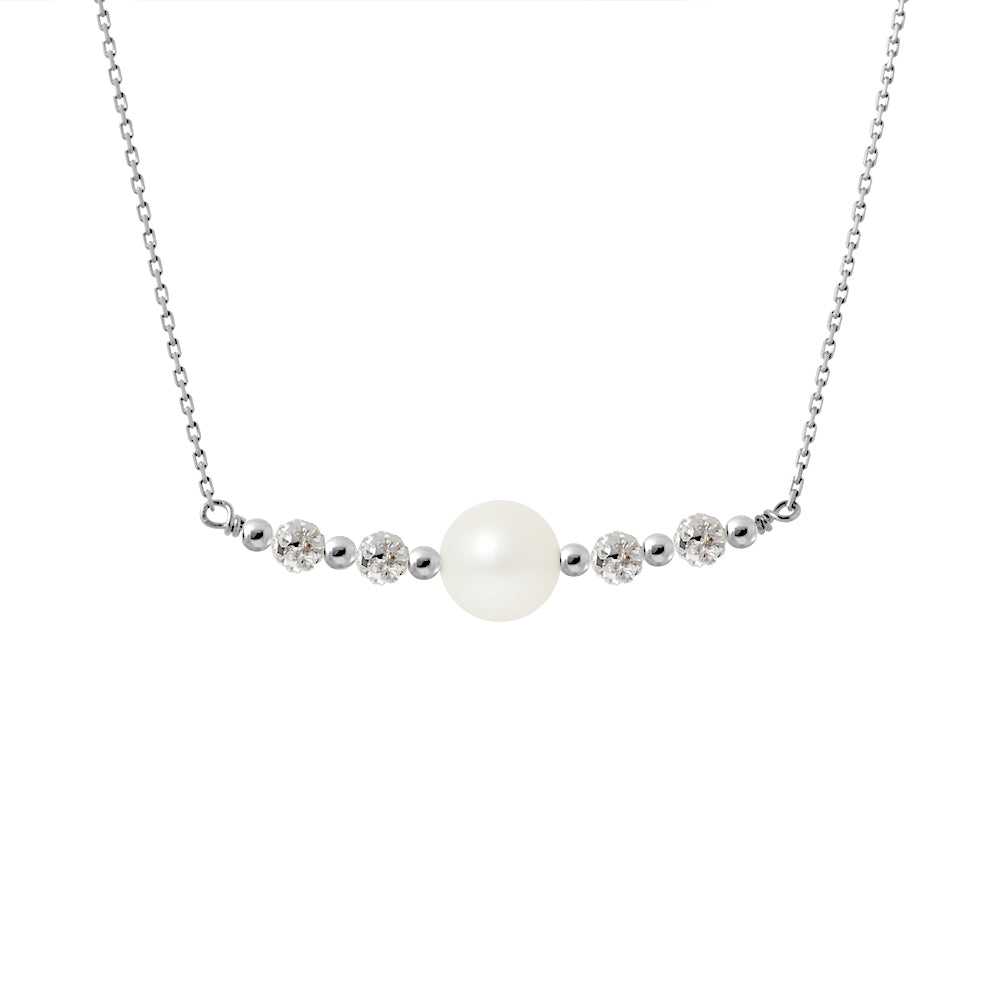 PERLINEA- Collier- Perle de Culture d'Eau Douce- Diamètre 9-10 mm Blanc- Bijou Femme- Argent 925 Millièmes