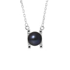 PERLINEA- Collier 2C - Perle de Culture d'Eau Douce  Black Tahiti- Bijou Femme- Argent 925 Millièmes