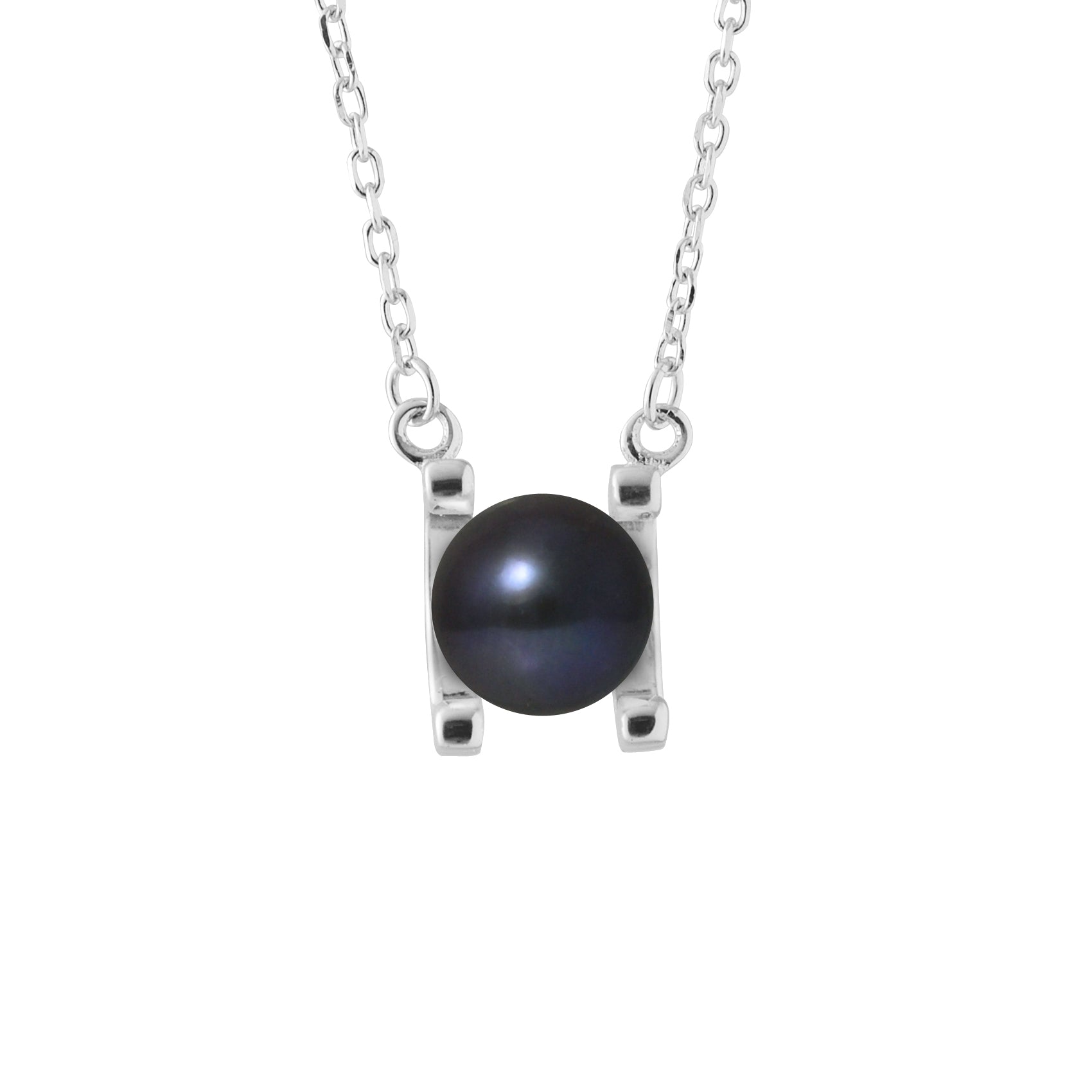 PERLINEA- Collier 2C - Perle de Culture d'Eau Douce  Black Tahiti- Bijou Femme- Argent 925 Millièmes