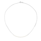 PERLINEA- Collier- Perle de Culture d'Eau Douce - Diamètre 3-4 mm Blanc- Bijou Femme- Or Blanc