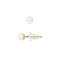 PERLINEA- Boucle d'Oreilles- Perles de Culture d'Eau Douce- Bouton Diamètre 4-5 mm Blanc- Bijou Femme- OrJaune