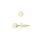 PERLINEA- Boucle d'Oreilles- Perles de Culture d'Eau Douce- Bouton Diamètre 4-5 mm Rose- Bijou Femme- OrJaune