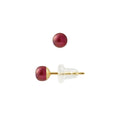 PERLINEA- Boucle d'Oreilles- Perles de Culture d'Eau Douce- Bouton Diamètre 4-5 mm Rouge Cerise- Bijou Femme- OrJaune