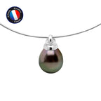 PERLINEA- Collier- Perle de Tahiti- Bouton 8-9 mm- Bijou Femme
