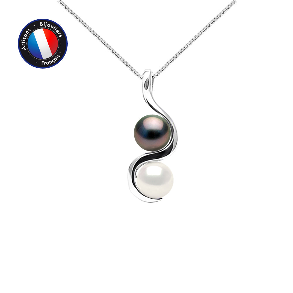 PERLINEA- Collier- Perle d'Eau Douce- Blanc- Perle de Tahiti- Ronde 8-9 mm- Bijou Femme
