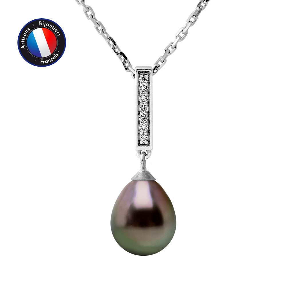 PERLINEA- Collier- Perle de Tahiti- Poire 8-9 mm- Bijou Femme