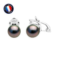PERLINEA- Boucle d'Oreilles - Perles de Culture de Tahiti- Ovale Diamètre 8-9 mm- Bijou Femme- Argent 925 Millièmes