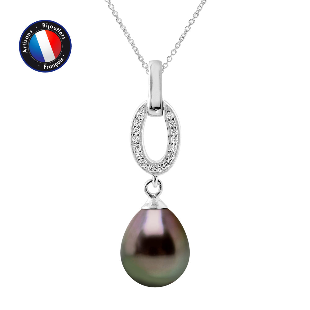 PERLINEA- Collier- Perle de Tahiti- Poire 8-9 mm- Bijou Femme