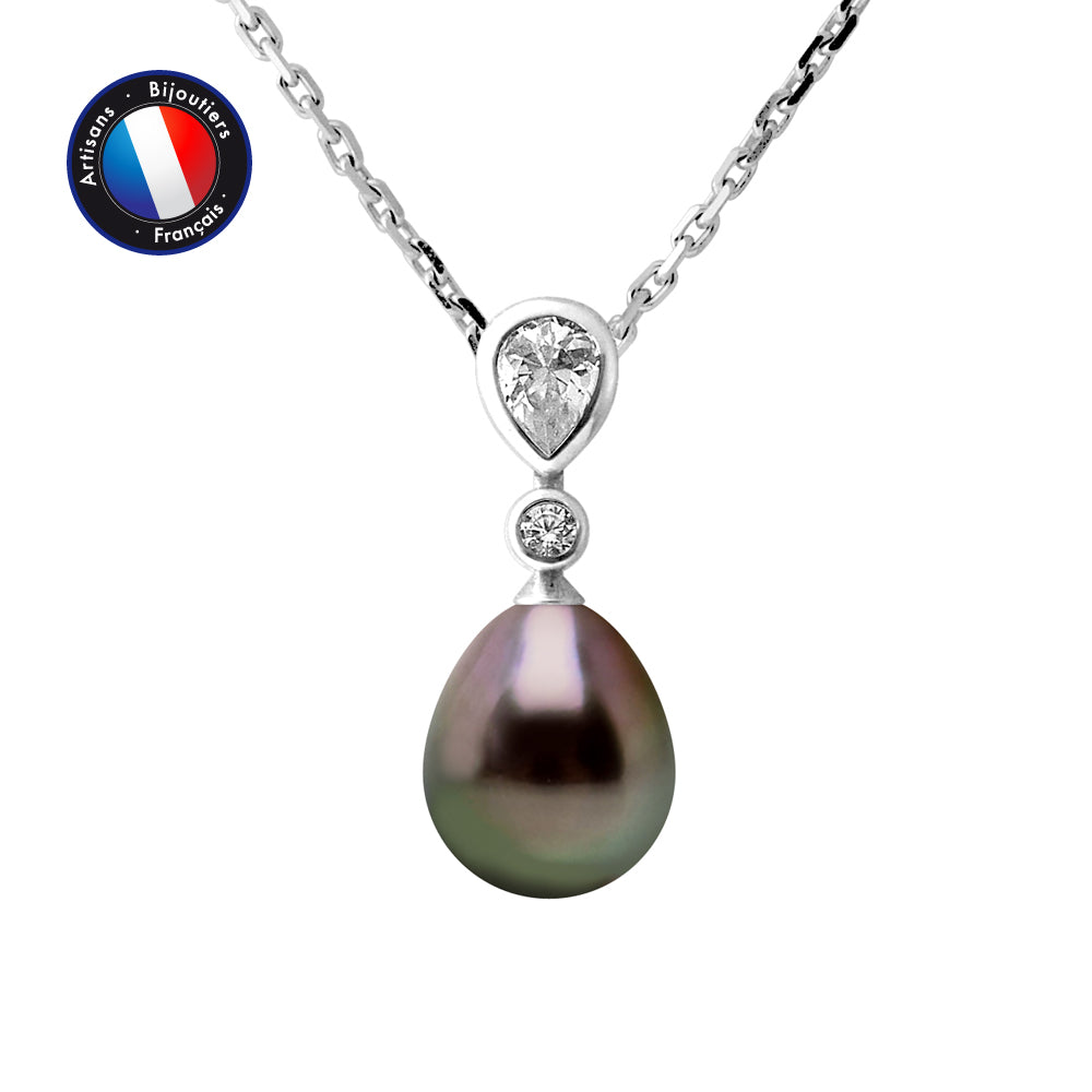 PERLINEA- Collier- Perle de Tahiti- Poire 8-9 mm- Bijou Femme