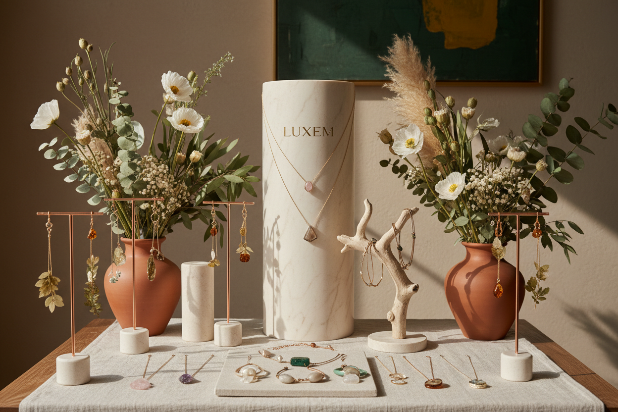 image de boutique en ligne Luxem qui vends des bijoux naturels
